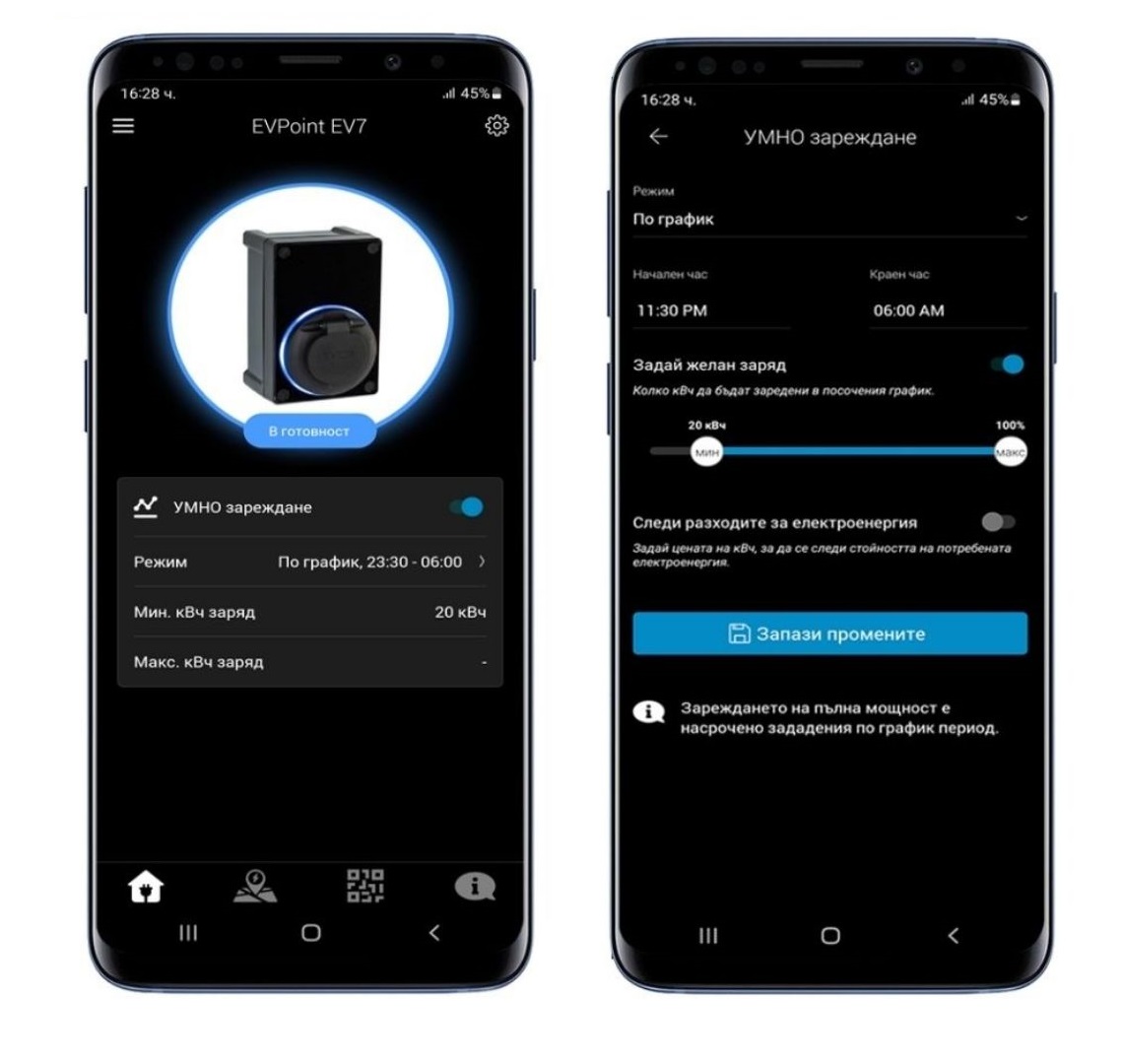 Remote control and monitoring by using evpoint app.